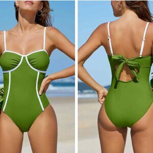 NWT Grass Green Square Neck Cheeky One-Piece